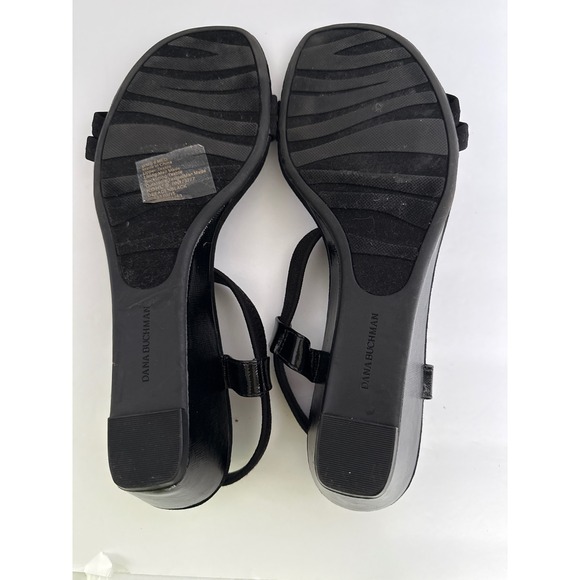 Dana Buchman 9 T-bar Blk Heel Wedge Sandals Summer‎ Whimsigoth Office Career Y2K - Picture 11 of 12